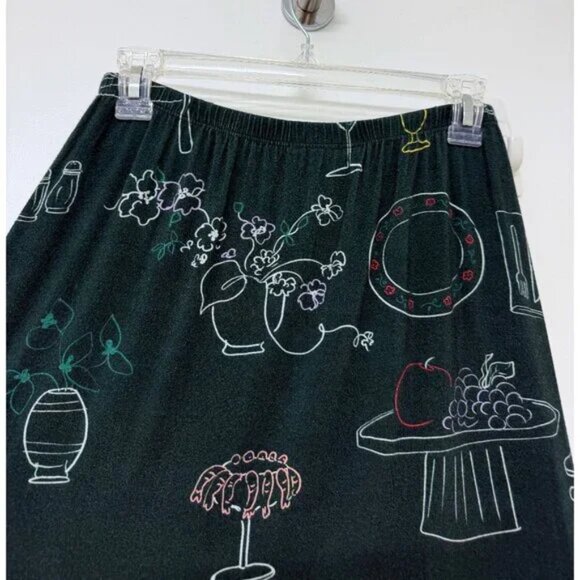 Lisa Says Gah ! Lauren Midi Skirt Green Food Set the Table Forest Tablescape Lg - Picture 10 of 10